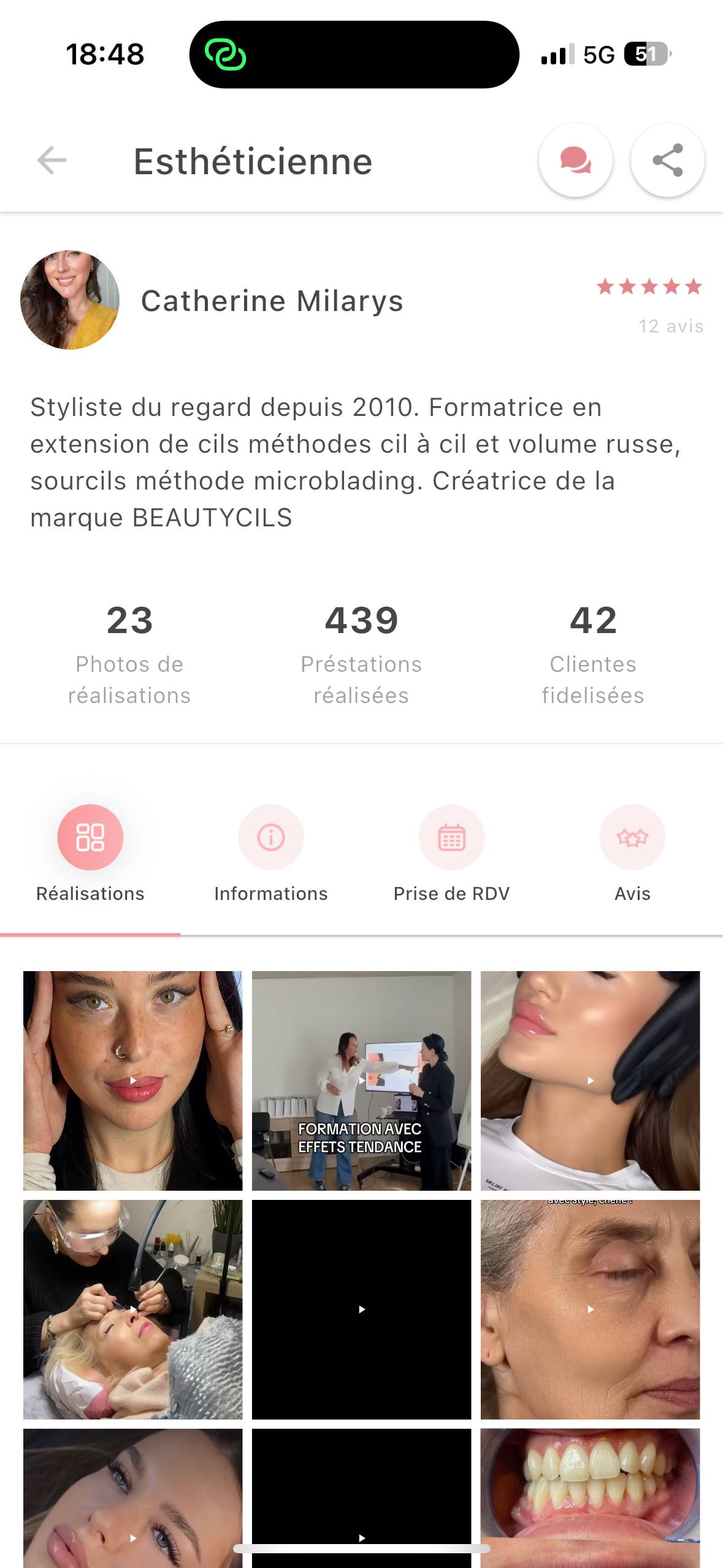 Beautician profile and reviews